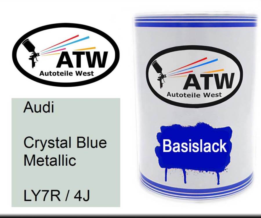 Audi, Crystal Blue Metallic, LY7R / 4J: 500ml Lackdose, von ATW Autoteile West.